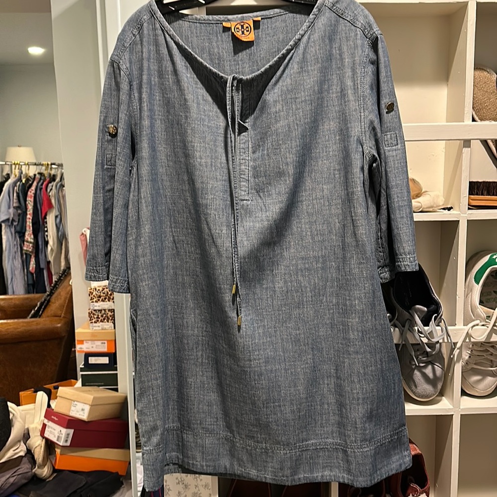 Tory Burch chambray tunic size 10 with pockets